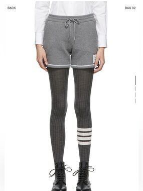 THOM BROWNE Grey Rib Knit Shorts Size IT 36